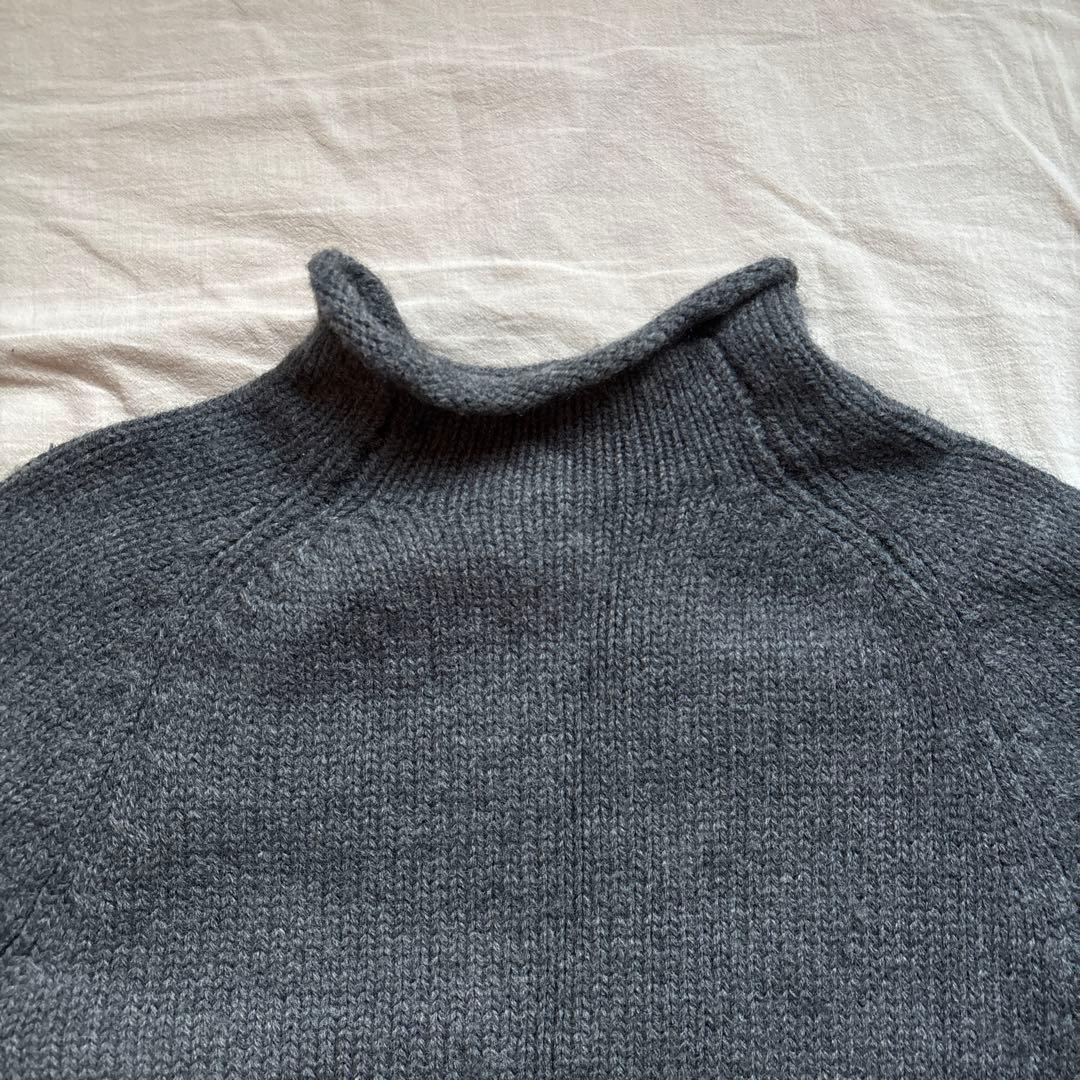 【90s】J.CREW ロールネック ニット グレー ウール ラグラン