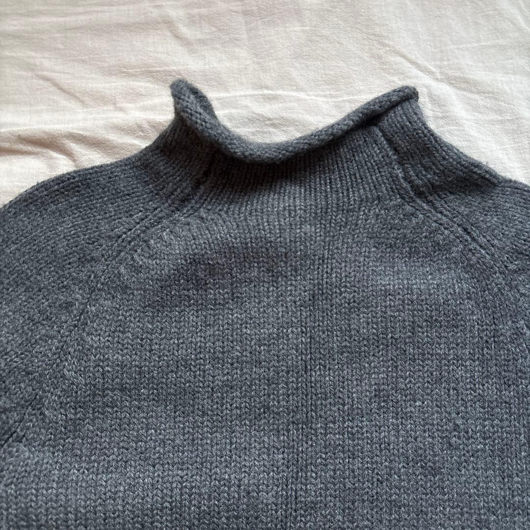 【90s】J.CREW ロールネック ニット グレー ウール ラグラン