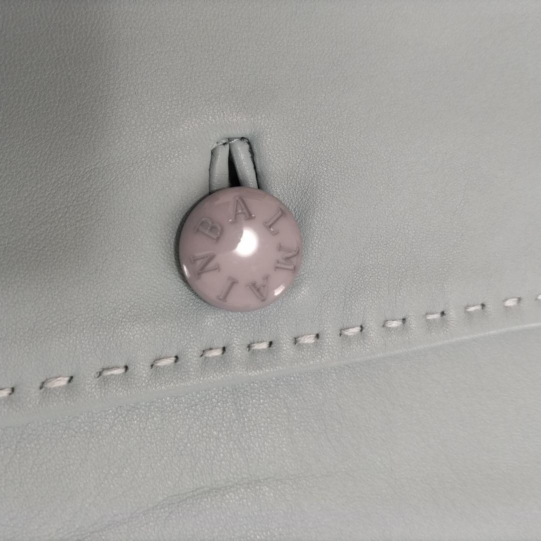 新品タグ付き　BALMAIN　バルマン　ラムレザー　ジャケット　水色