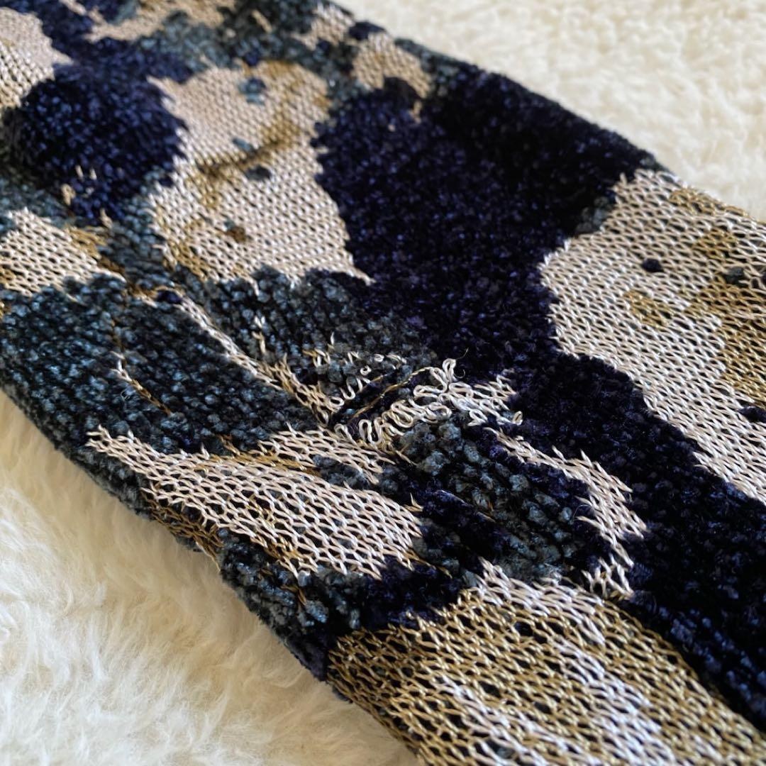 EMPORIO ARMANI ライダース　ニット　ジャガード　ベロア　総柄　M