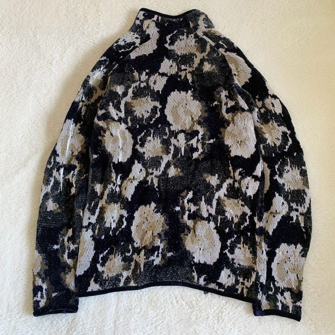 EMPORIO ARMANI ライダース　ニット　ジャガード　ベロア　総柄　M