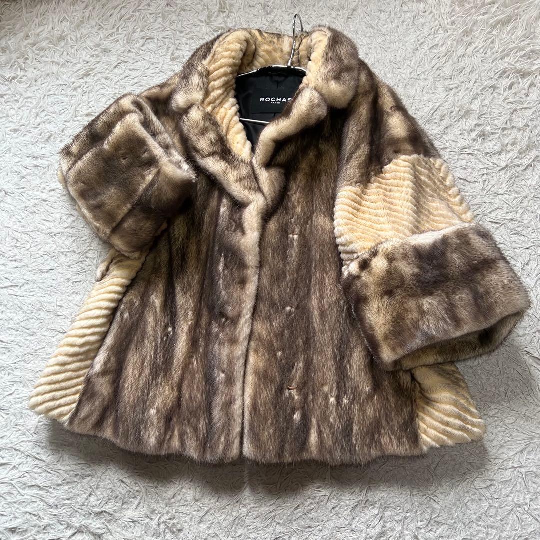 コペンハーゲン クロスミンク クロップド ショートコート 毛皮 軽量 L