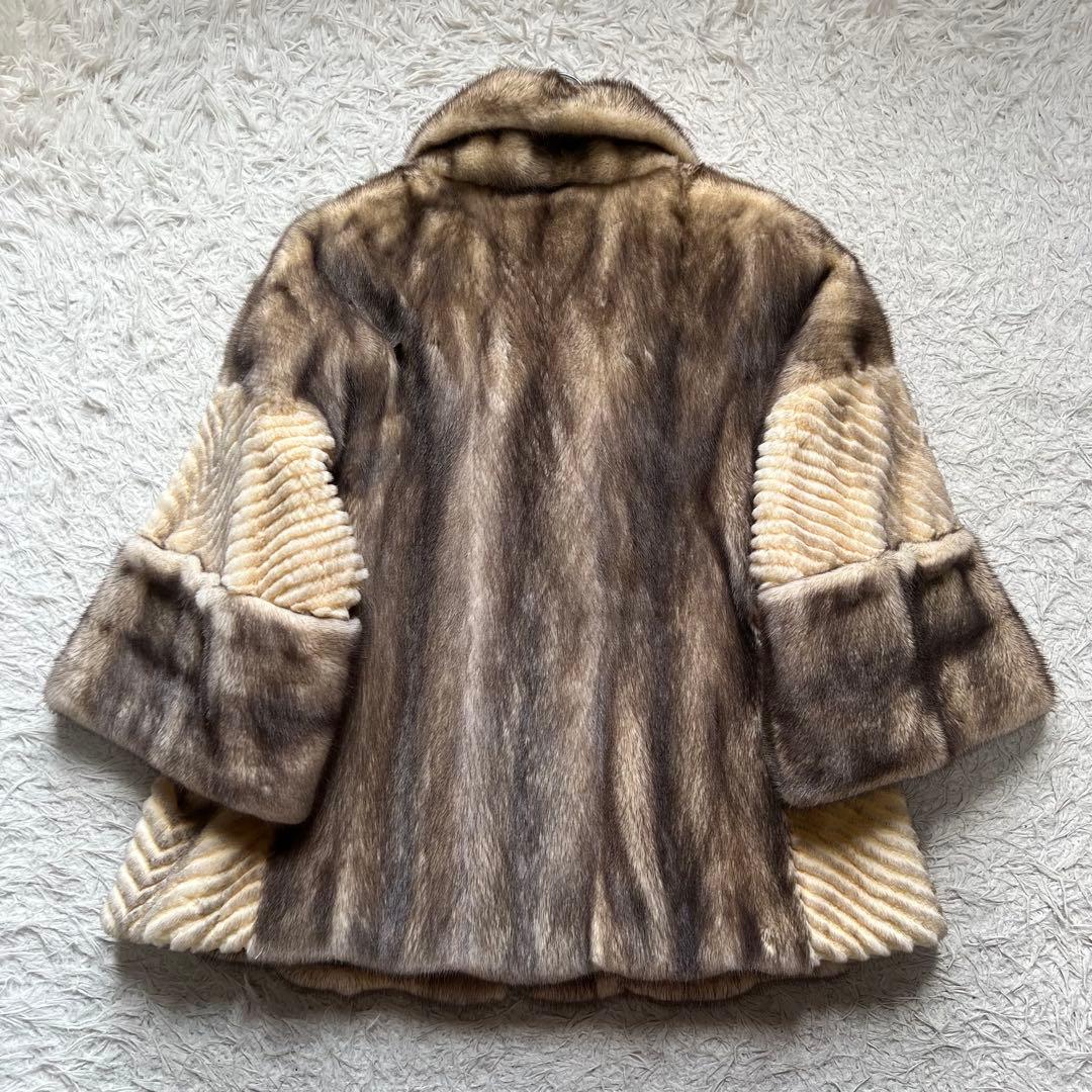 コペンハーゲン クロスミンク クロップド ショートコート 毛皮 軽量 L