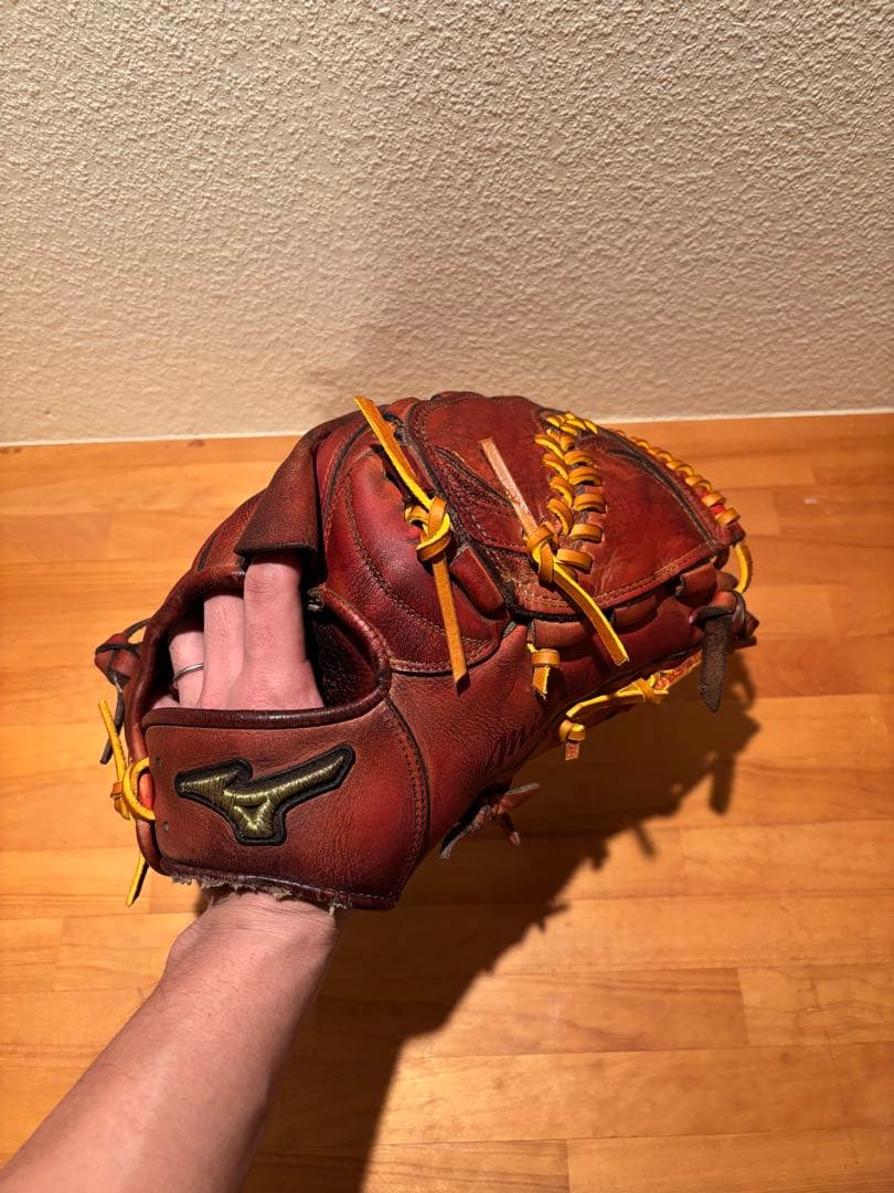 【ミズノプロ】硬式 投手用 グローブ｜良型 即戦力 レッド×イエロー