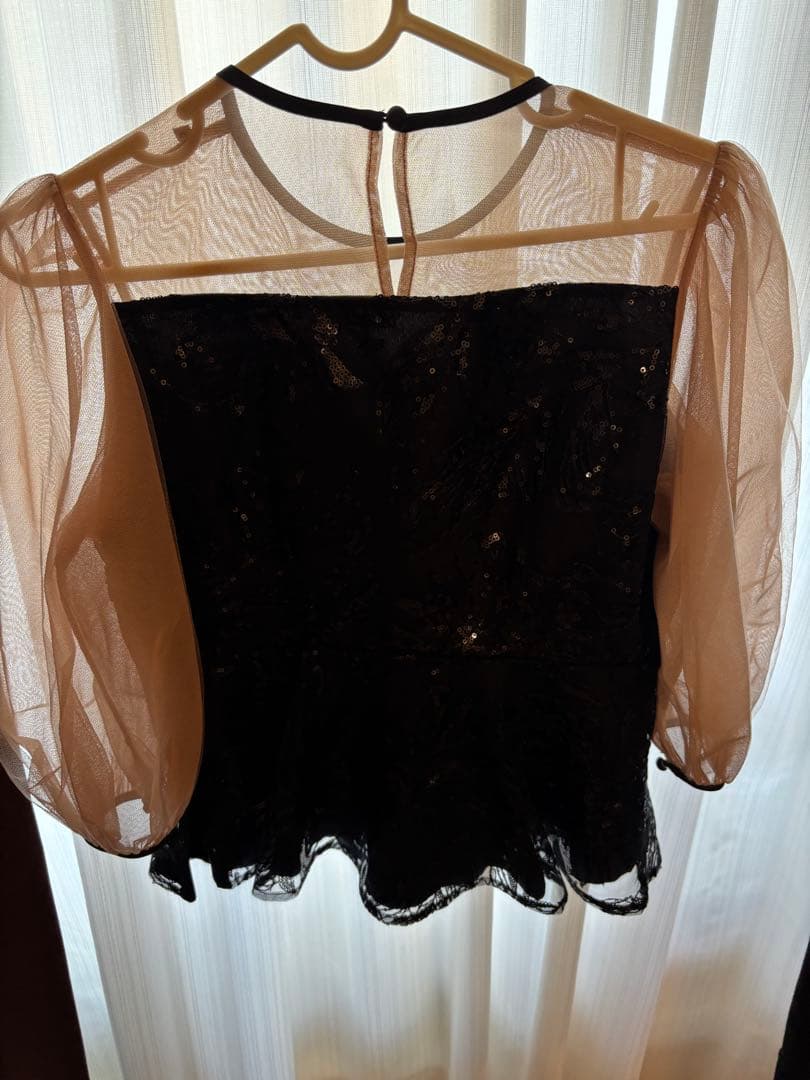 Leja シアーパフスリーブ花柄ドレス 2点セット