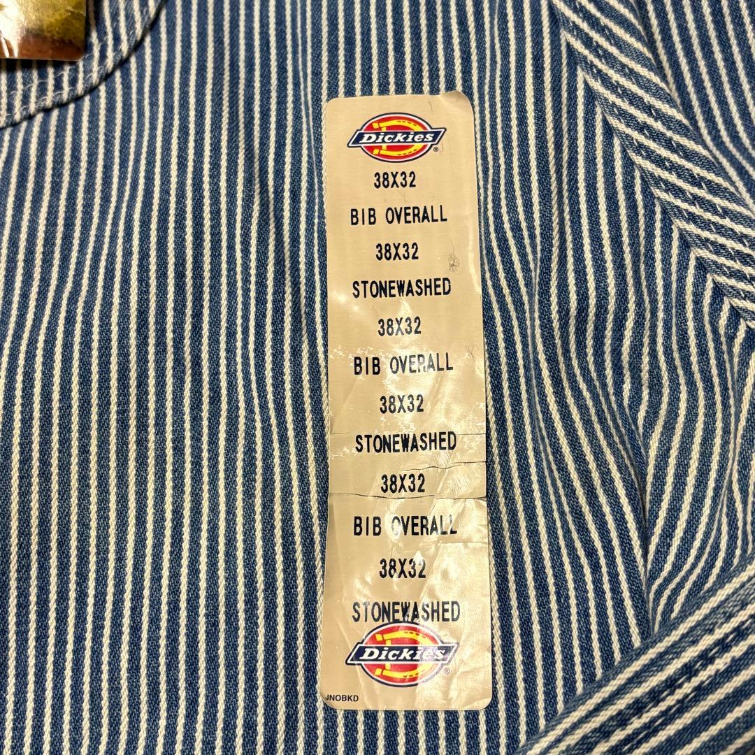 メキシコ製　90's Dickies オーバーオール　ヒッコリー　38x32