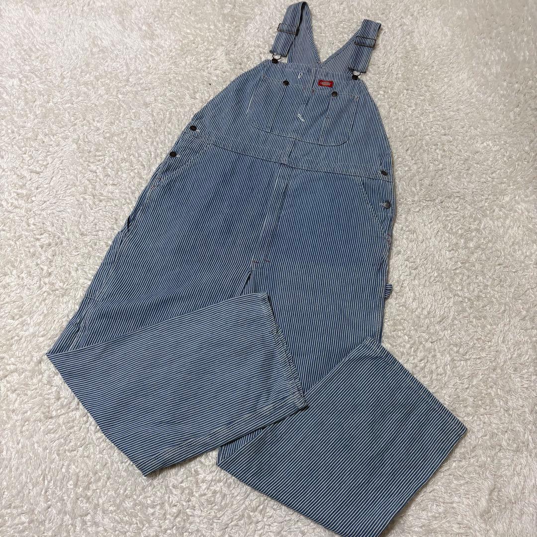 メキシコ製　90's Dickies オーバーオール　ヒッコリー　38x32