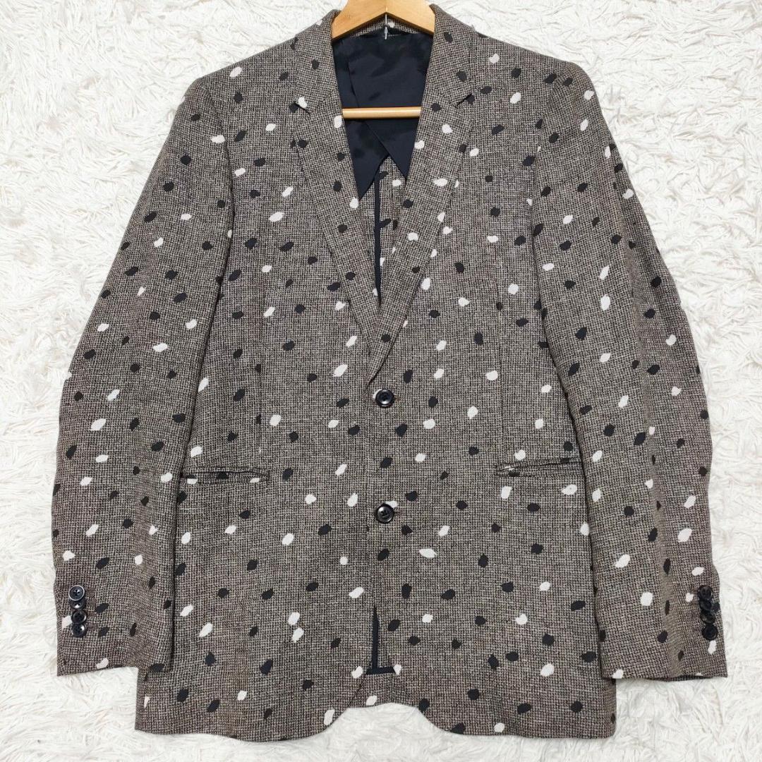 【リネン100%】ポールスミス テーラードジャケット　ドット柄　麻　メンズ　L