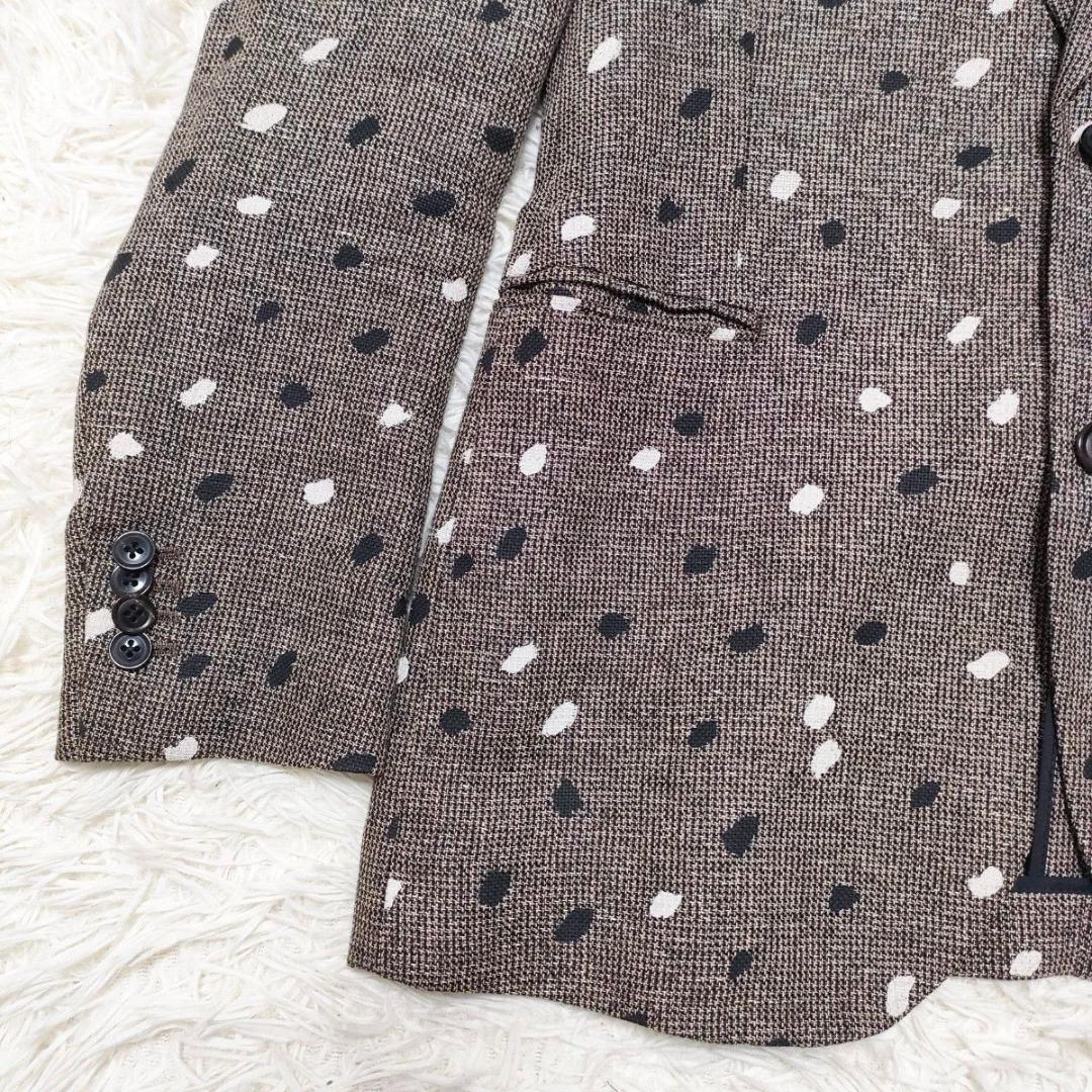【リネン100%】ポールスミス テーラードジャケット　ドット柄　麻　メンズ　L