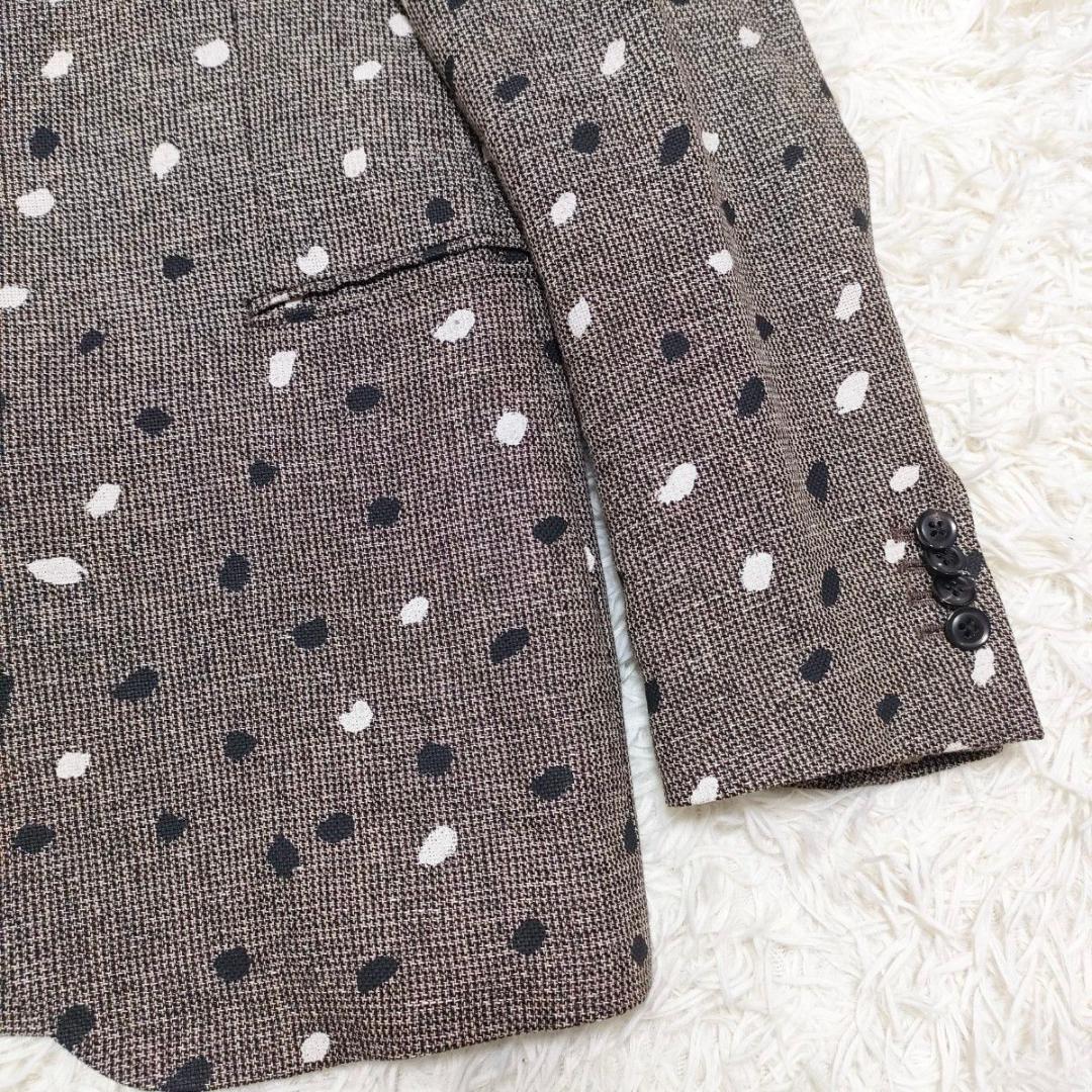 【リネン100%】ポールスミス テーラードジャケット　ドット柄　麻　メンズ　L