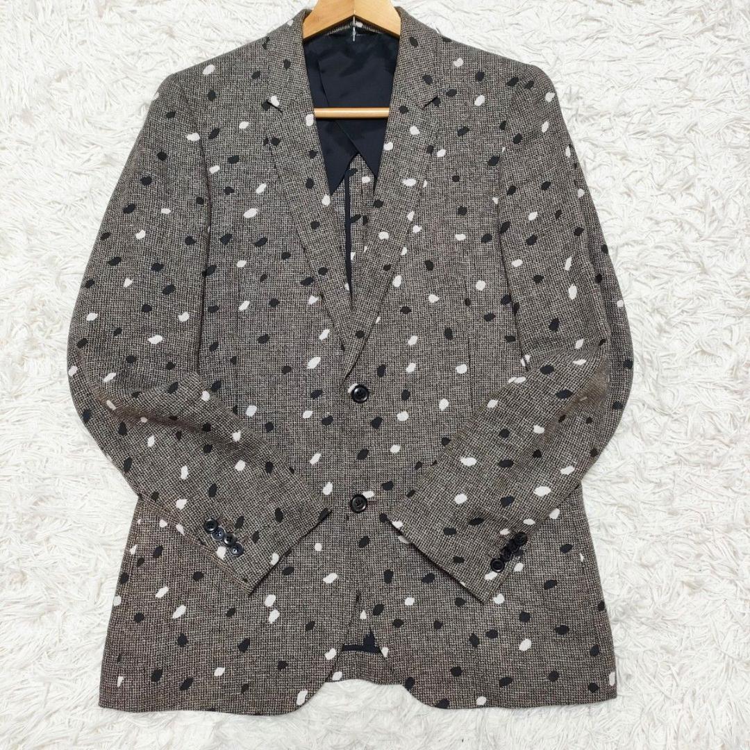 【リネン100%】ポールスミス テーラードジャケット　ドット柄　麻　メンズ　L