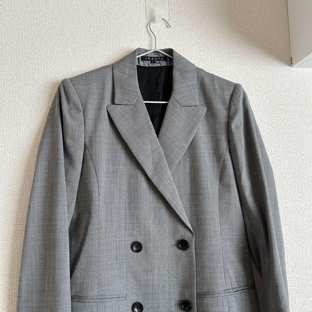 セオリー Theory ダブルブレストジャケット テーラード総裏地 4 グレー