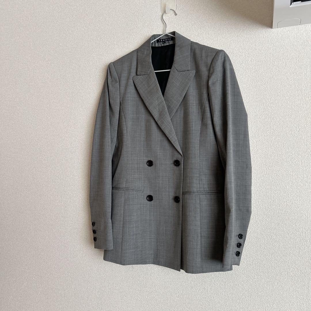 セオリー Theory ダブルブレストジャケット テーラード総裏地 4 グレー