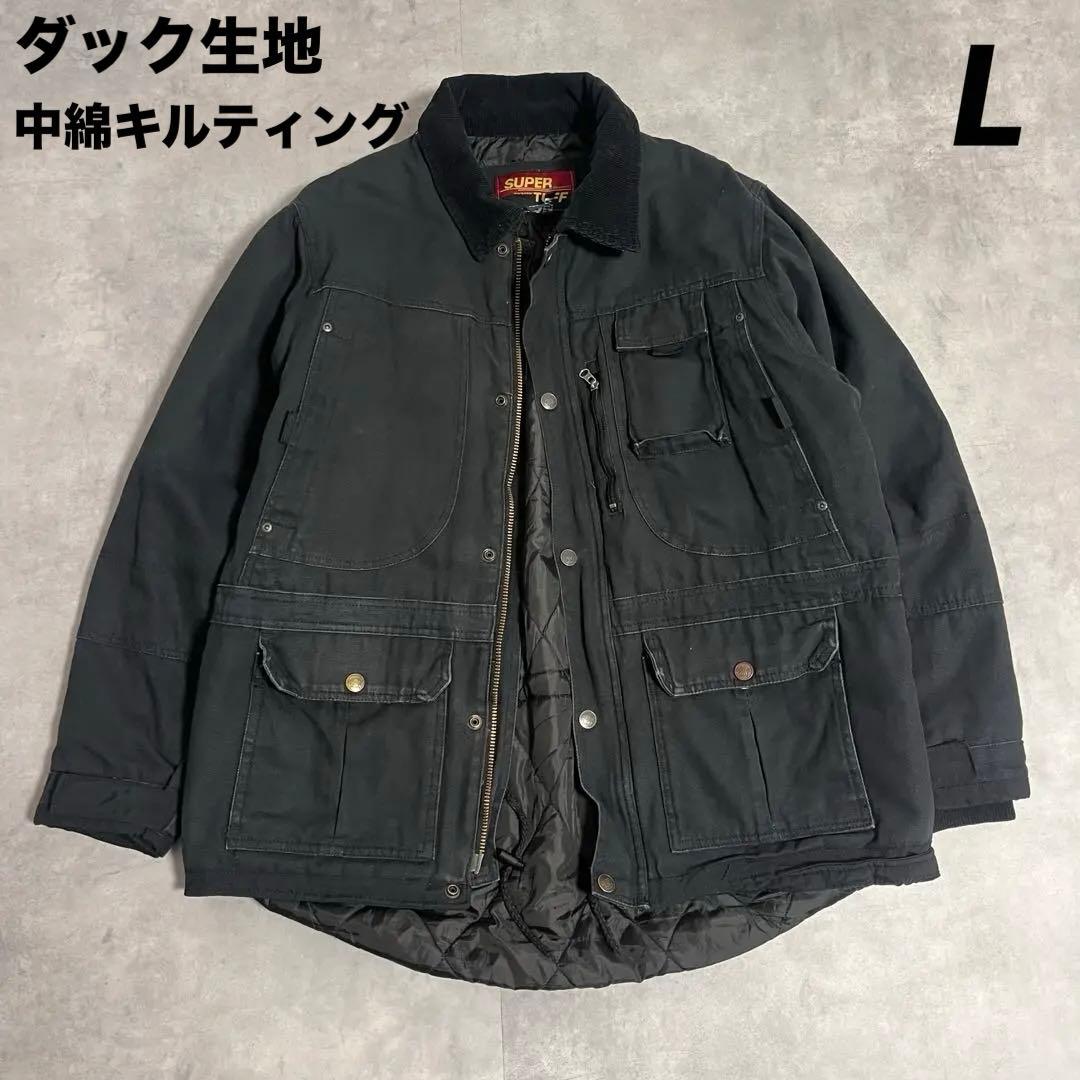 SUPER TUFF ダック生地ワークジャケット Lキルティング襟コーデュロイ