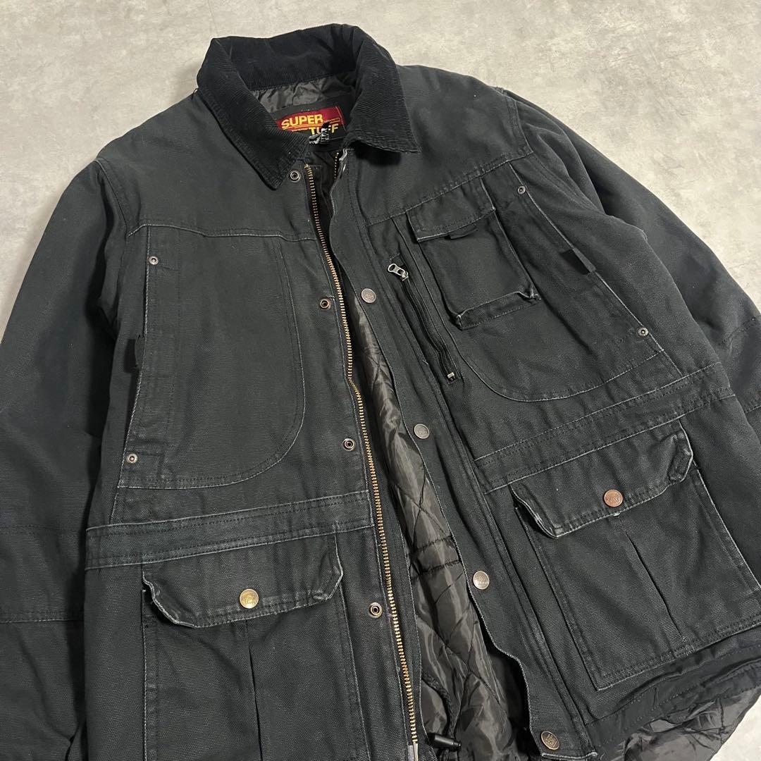 SUPER TUFF ダック生地ワークジャケット Lキルティング襟コーデュロイ
