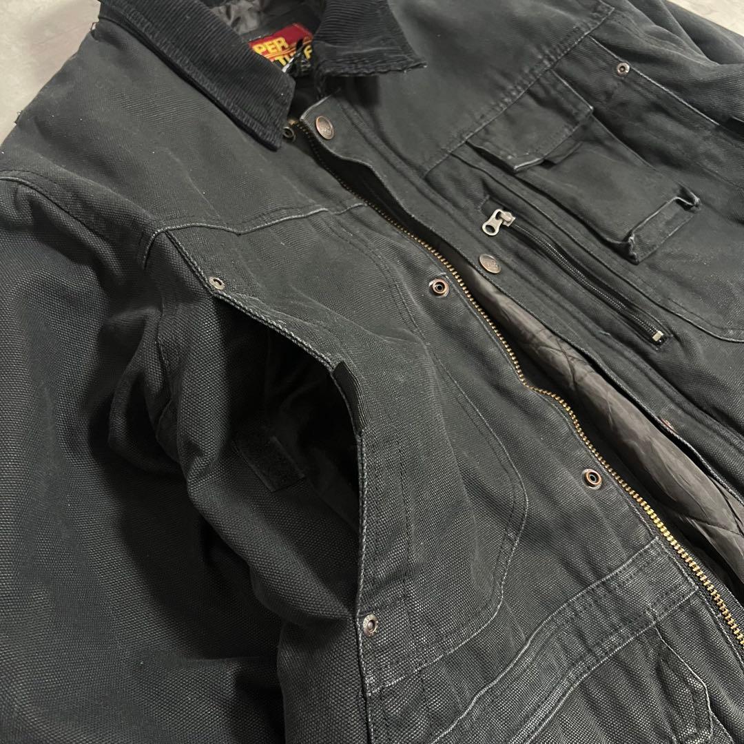 SUPER TUFF ダック生地ワークジャケット Lキルティング襟コーデュロイ