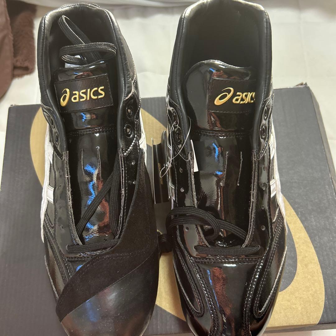 asics ブラック/ホワイト スパイクシューズ　プロ野球支給品