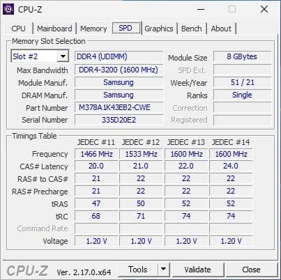 動作品 Samsung DDR4-3200 16GB 8GB 2枚 メモリー