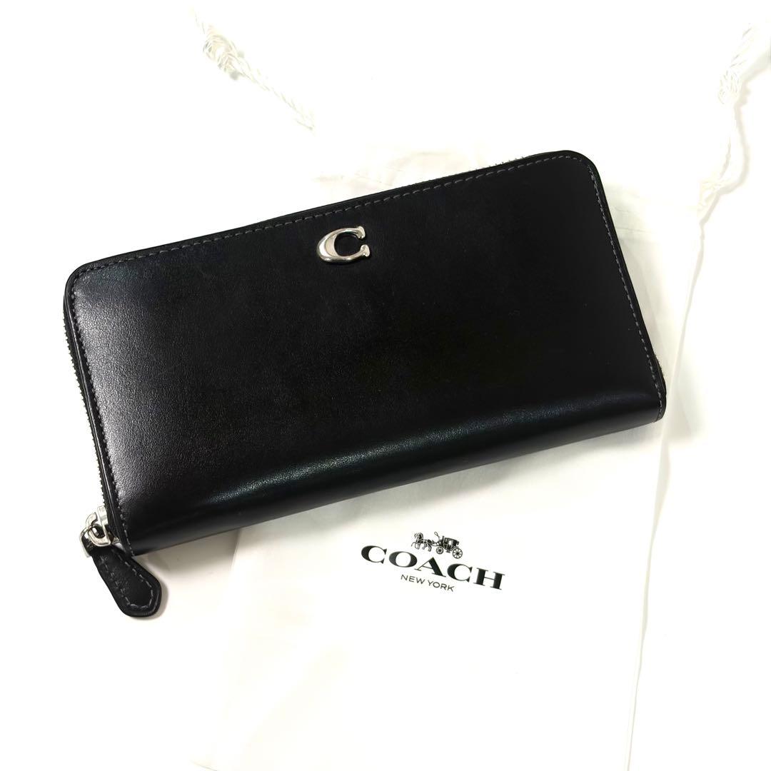 【美品】COACH コーチ 長財布 アコーディオンジップウォレット　ブラック