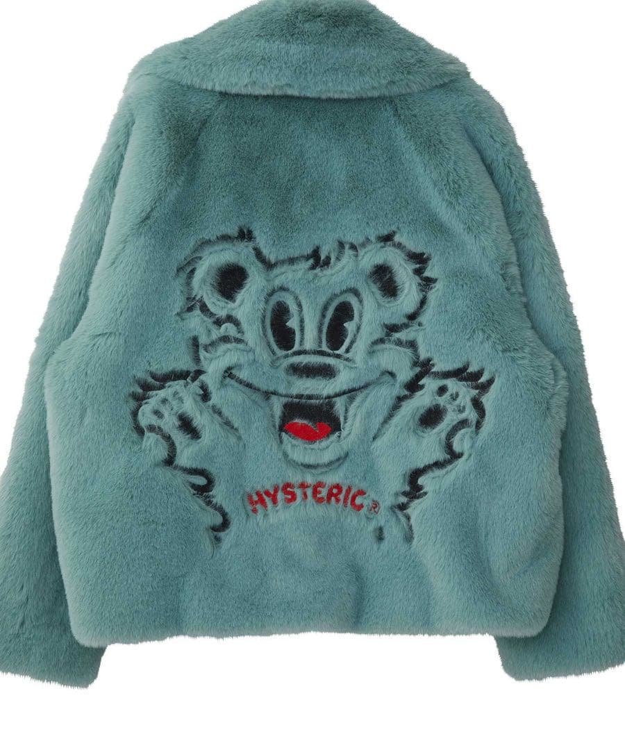 STERIC GLAMOUR FIRE BEAR刺繍 フェイクファーブルゾン