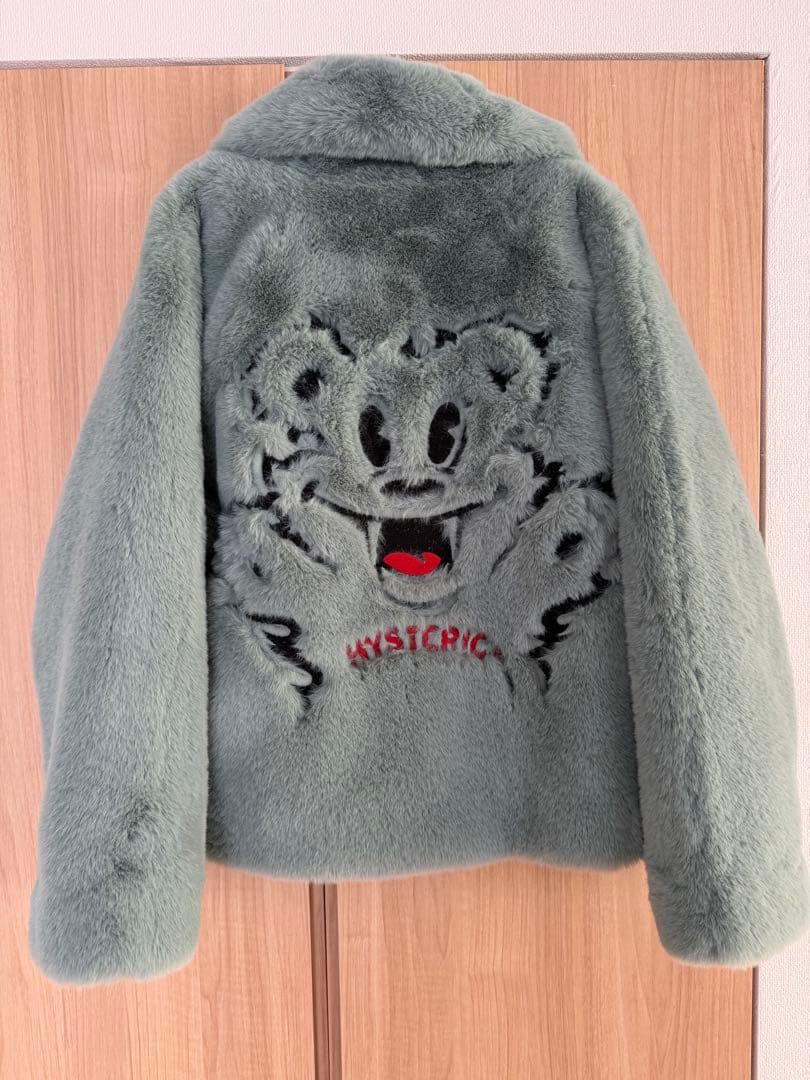 STERIC GLAMOUR FIRE BEAR刺繍 フェイクファーブルゾン