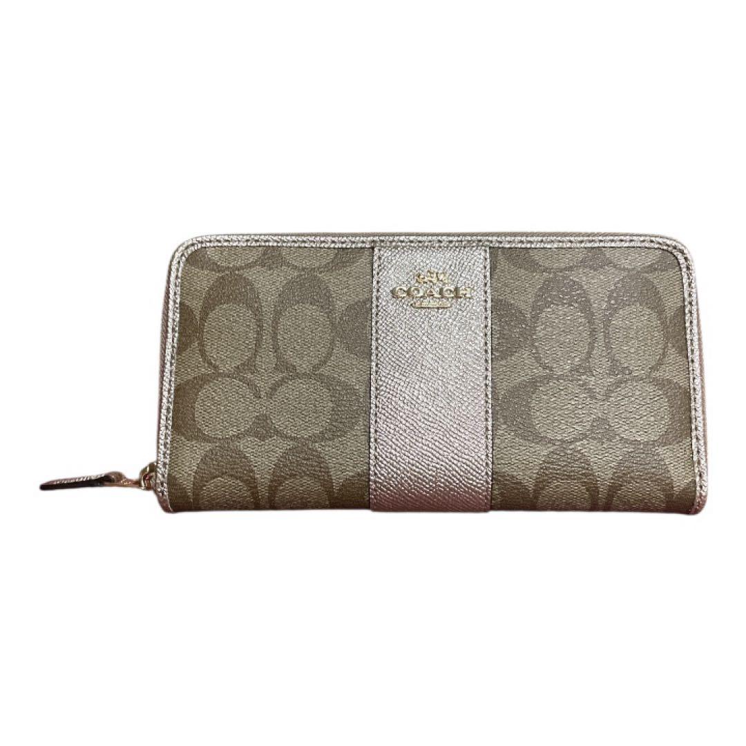 【新品未使用品】COACH 長財布 シグネチャー柄 ベージュ