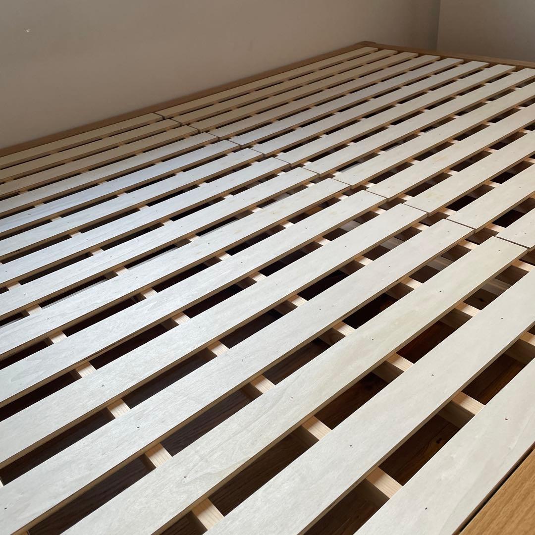 2020年購入【無印良品MUJI】木製ベッドダブル・オーク材 ベッド下収納2個付