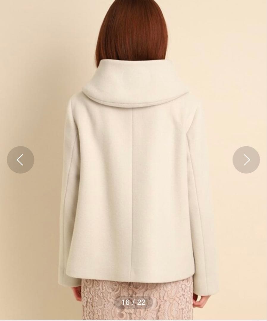 今季 クードシャンス ボリューム衿 ショートウール混コート 36