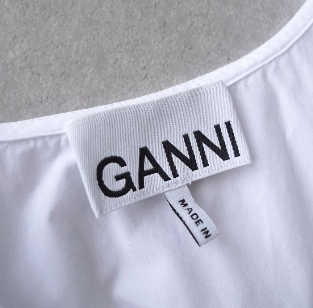 美品 GANNI インド製 ビッグカラーブラウス ミニワンピース ホワイト C