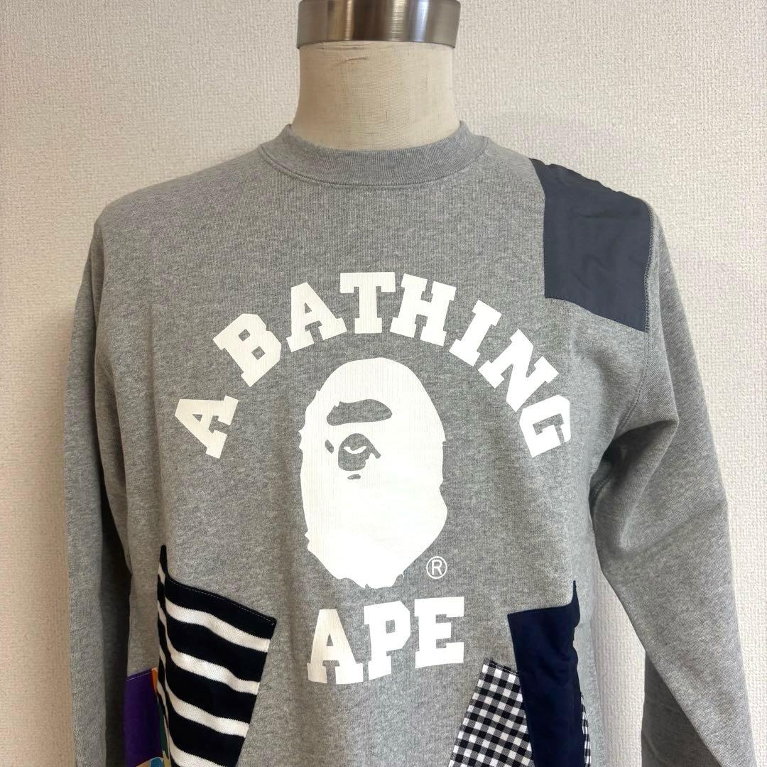 アベイシングエイプ パッチワーク スウェット L グレー　未使用品タグ付き
