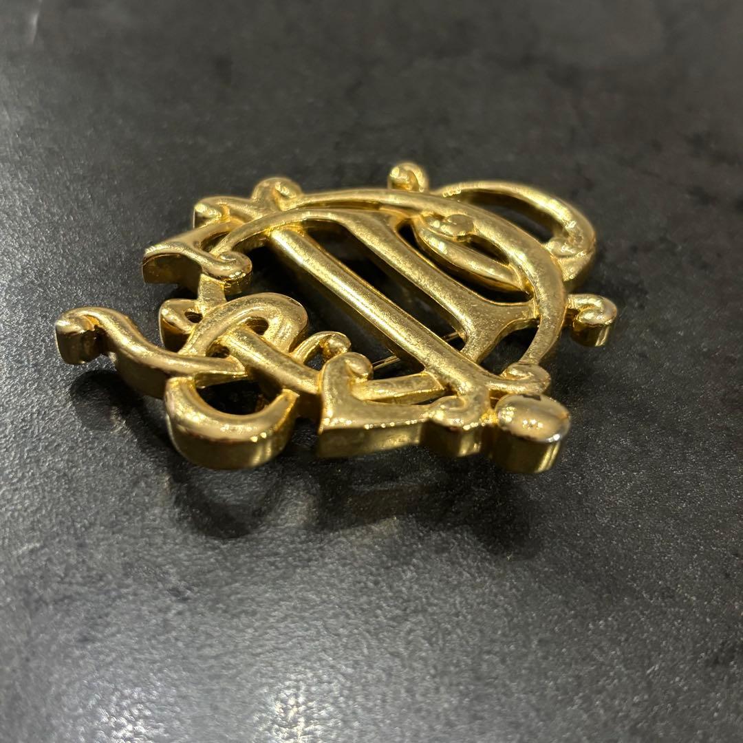 クリスチャンディオール　ブローチ　ゴールド　旧ロゴ