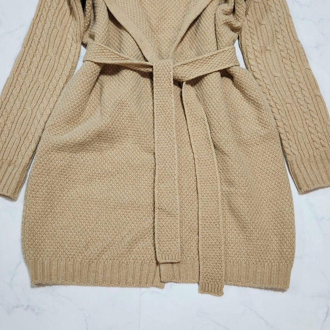 カシミヤ混☆マックスマーラ　ロングカーディガン　ケーブルニット　ウエストベルト