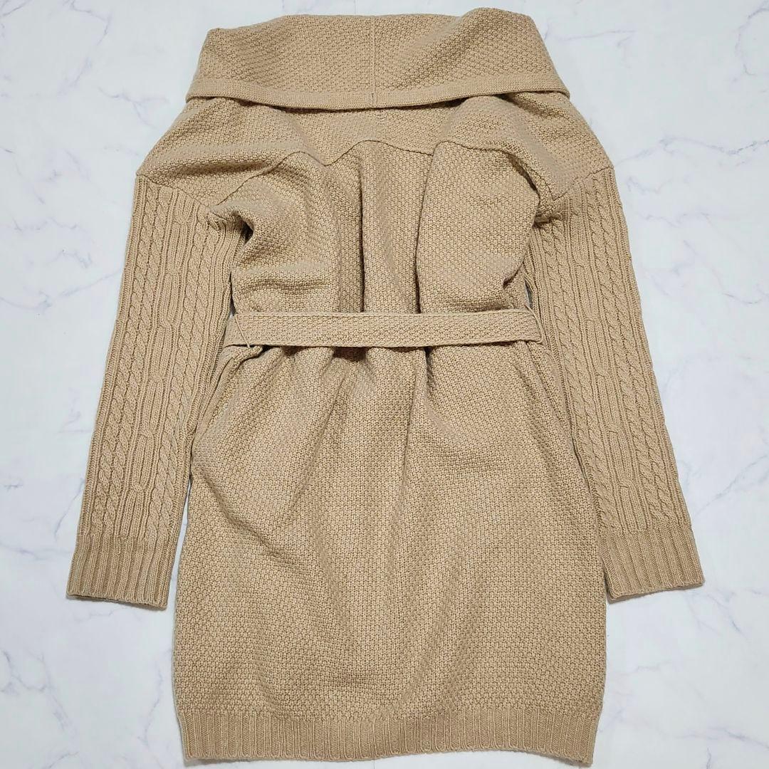 カシミヤ混☆マックスマーラ　ロングカーディガン　ケーブルニット　ウエストベルト