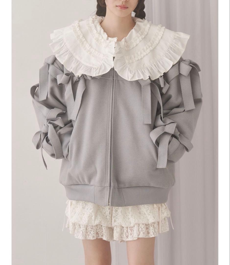 merry Jenny ribbon ribbon blouson ブルー