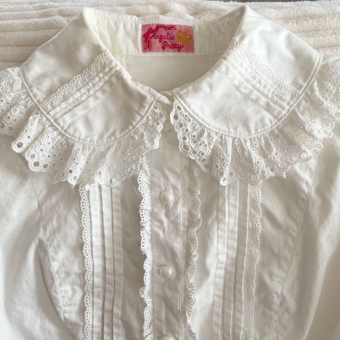 アンジェリックプリティ 長袖 半袖 リバーシブル 綿レース ブラウス