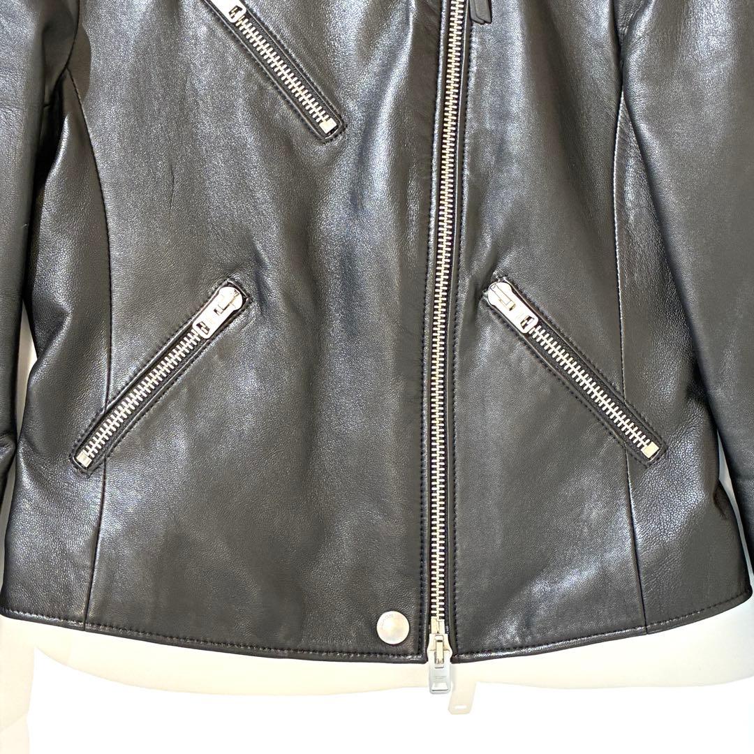 良品★ coach コーチ シングルライダースジャケット ラムレザー レディース