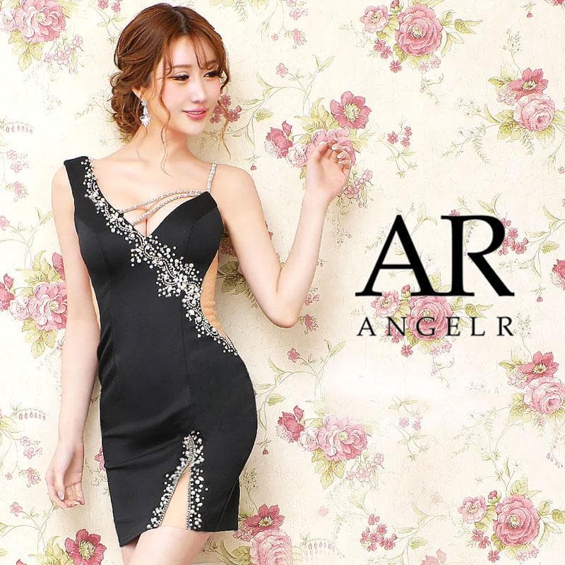 AngelR エンジェルアール バストラインビジューアシンメトリーミニドレス