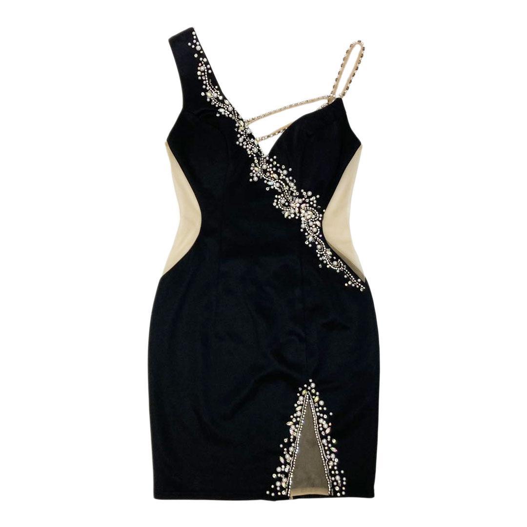 AngelR エンジェルアール バストラインビジューアシンメトリーミニドレス