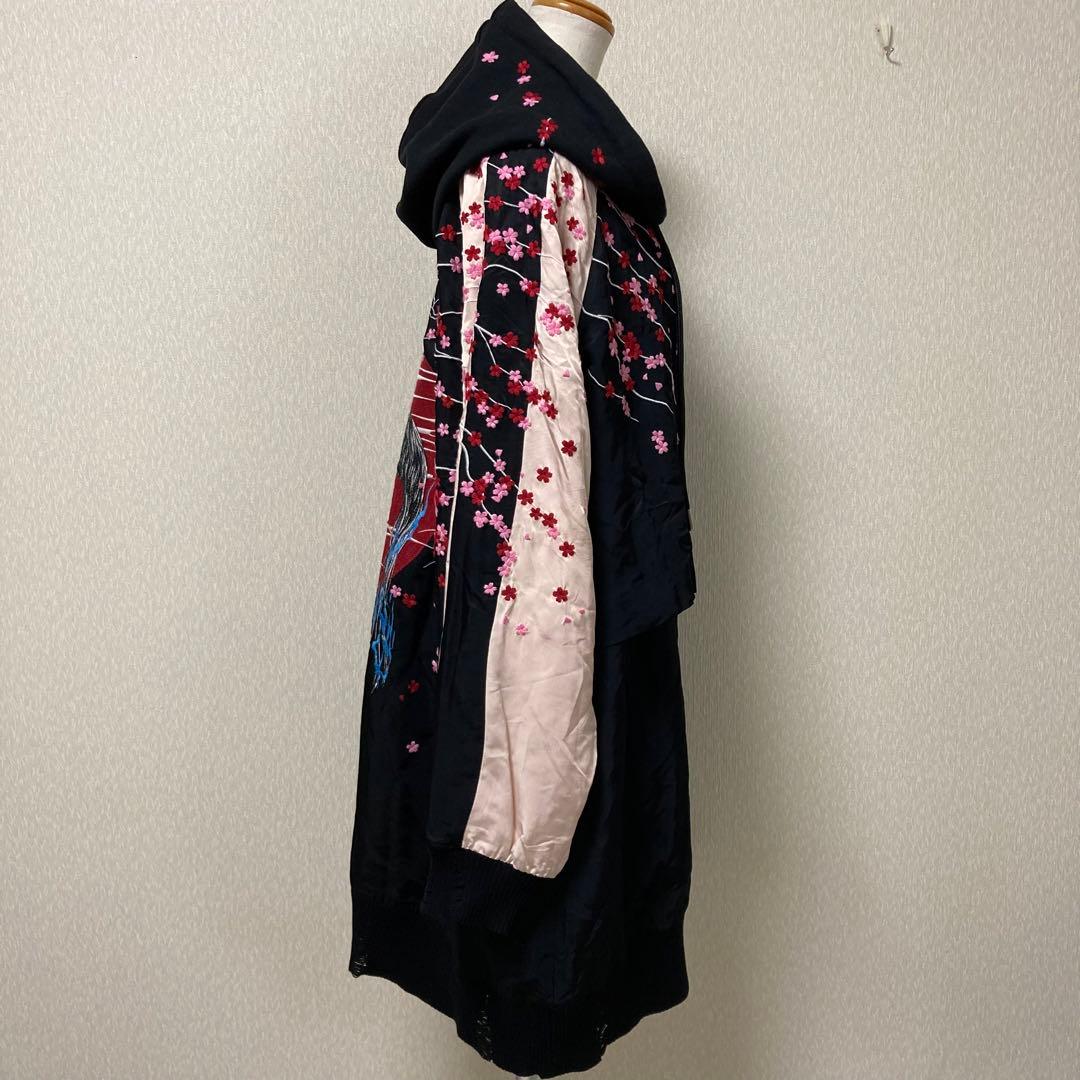 【美品】DIESEL ディーゼル スカジャン フーディ 刺繍 ダメージ加工 S