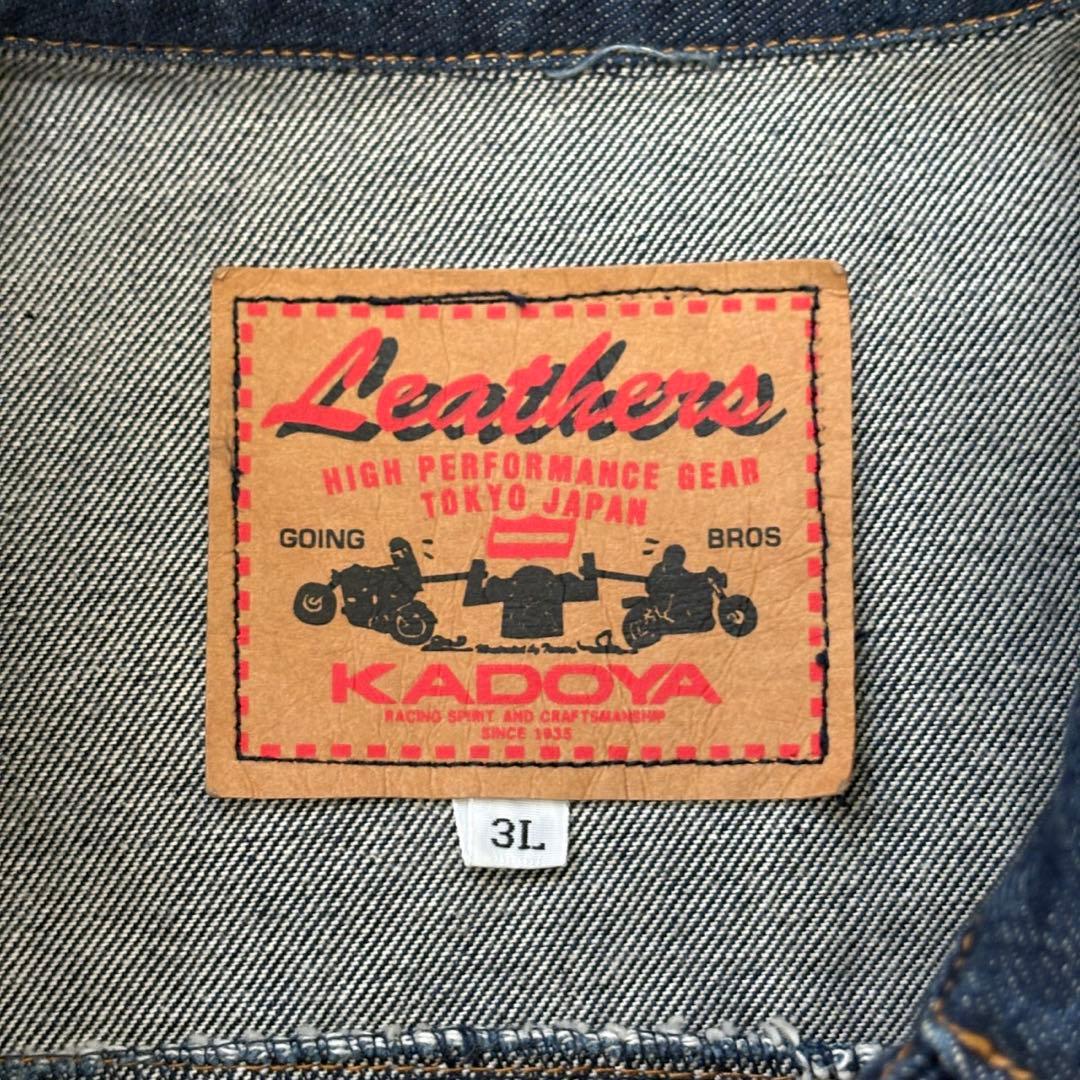 KADOYA デニムベスト レースアップ バイカー 3L ノースリーブ CD52