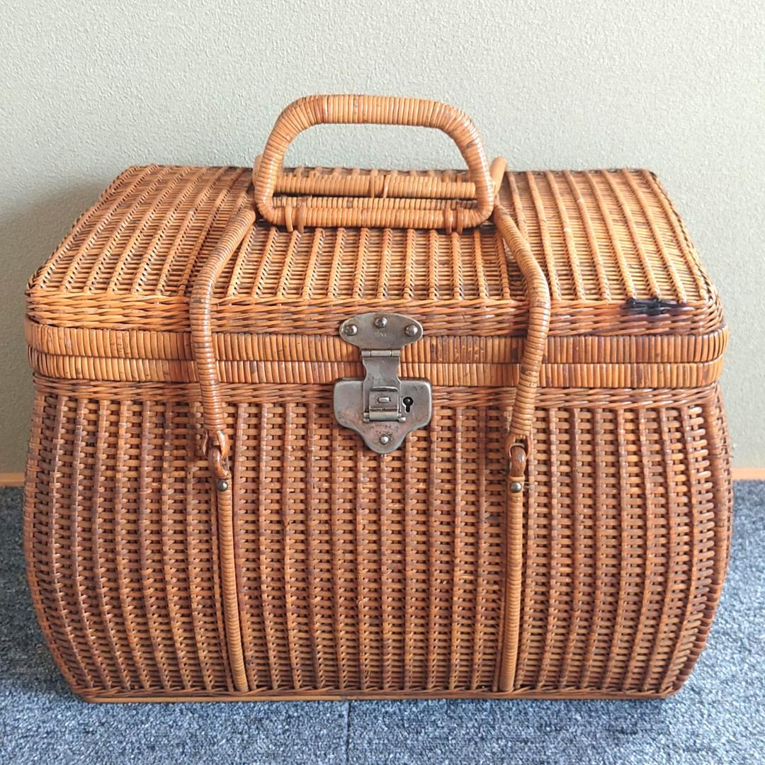 【当時物】 大正バスケット レトロ 籐籠 インテリア 鍵無し
