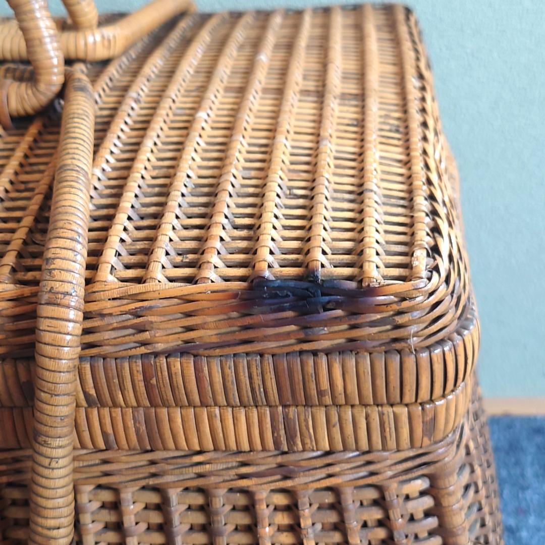 【当時物】 大正バスケット レトロ 籐籠 インテリア 鍵無し