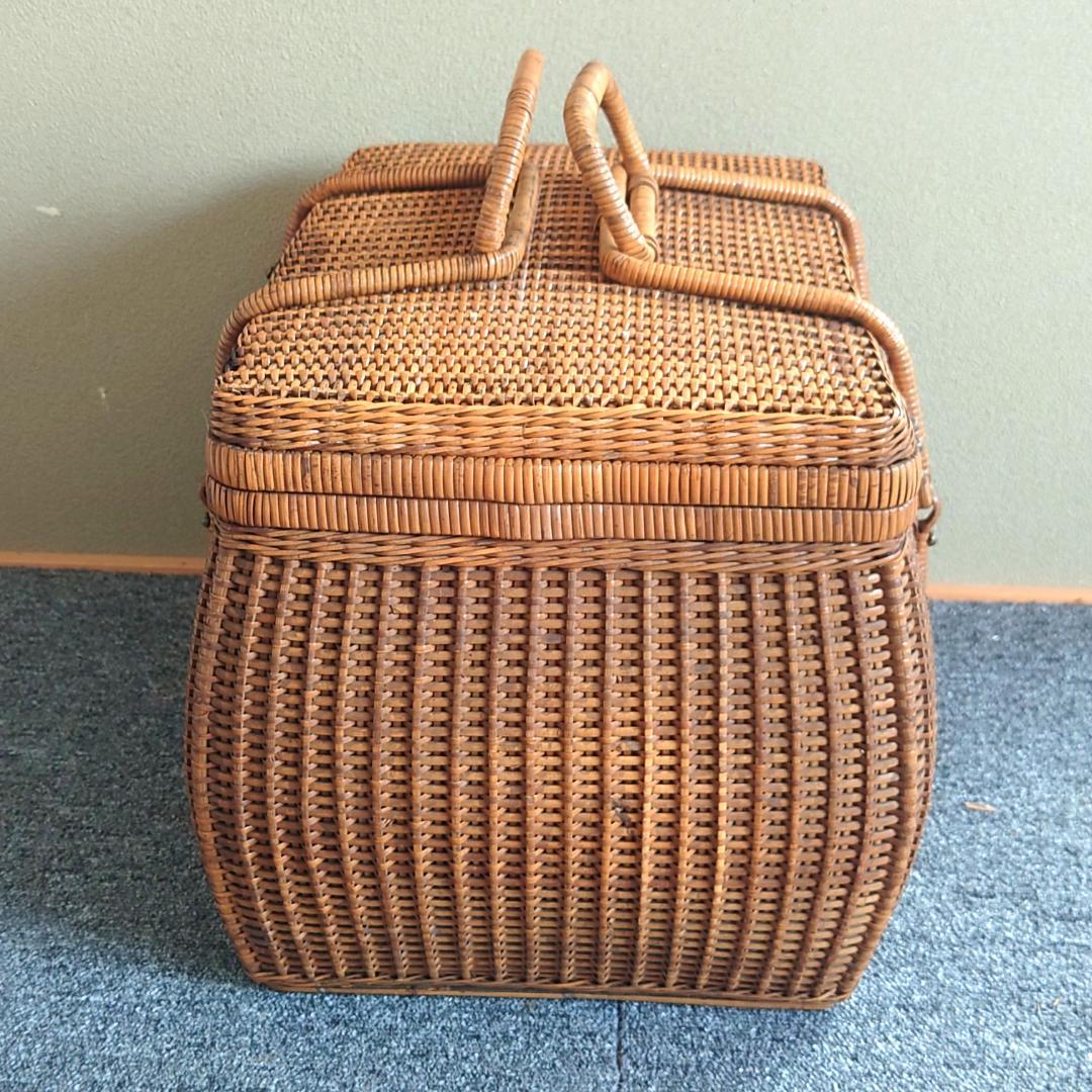 【当時物】 大正バスケット レトロ 籐籠 インテリア 鍵無し