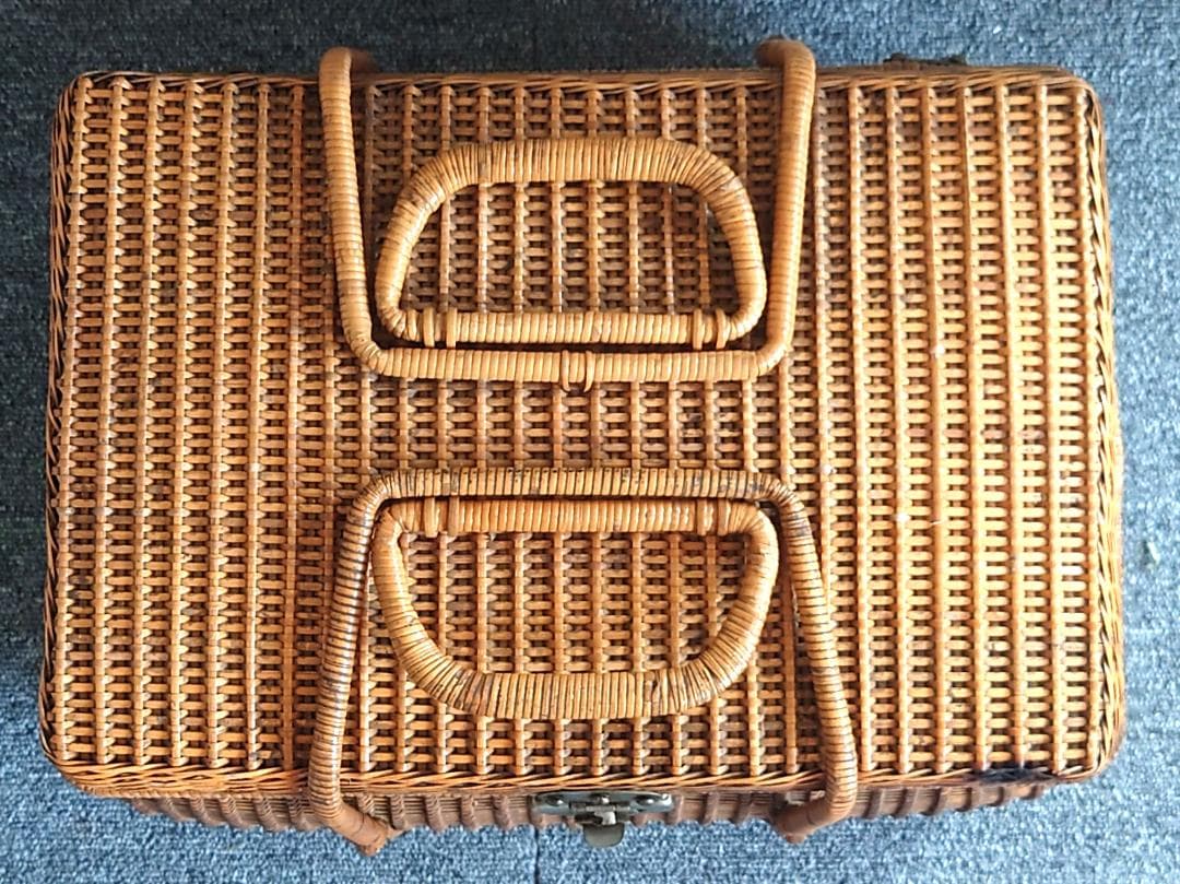 【当時物】 大正バスケット レトロ 籐籠 インテリア 鍵無し