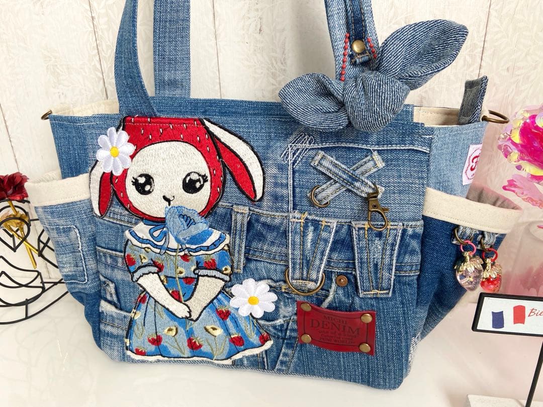 デニムリメイクバック　いちごうさぎ