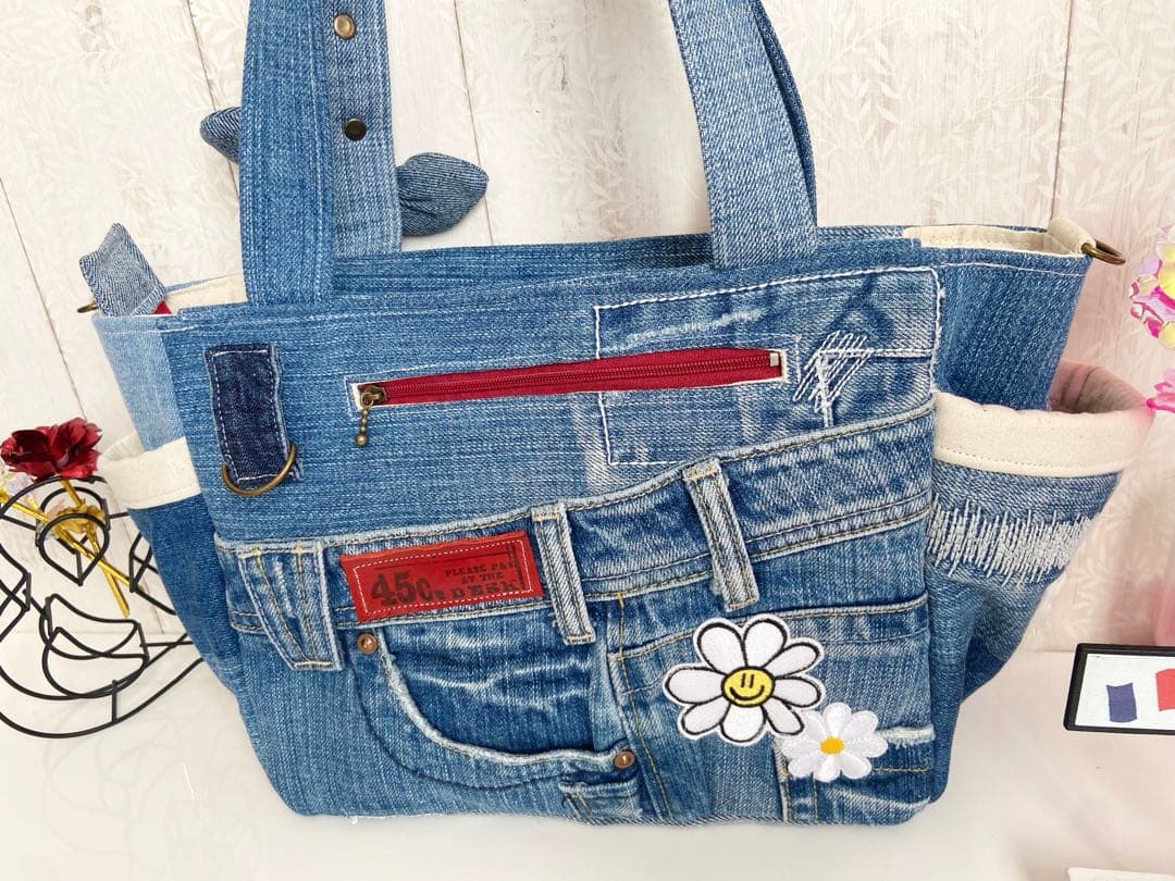 デニムリメイクバック　いちごうさぎ