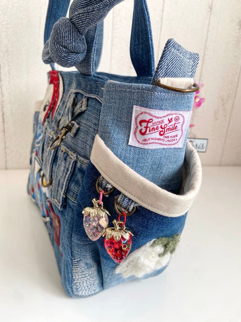 デニムリメイクバック　いちごうさぎ