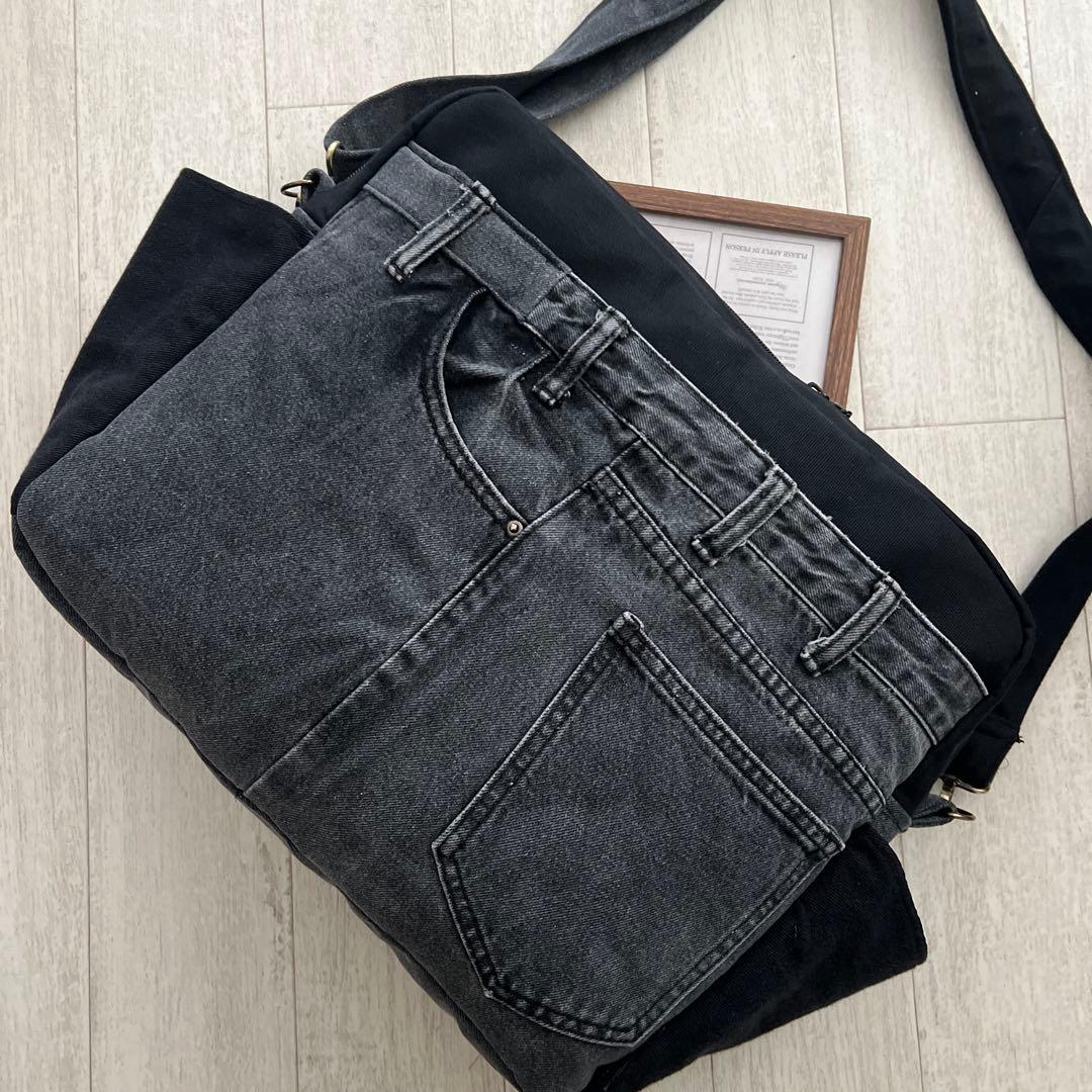 ショルダーバッグ　オーバーオールリメイク　デニムリメイク　ハンドメイド