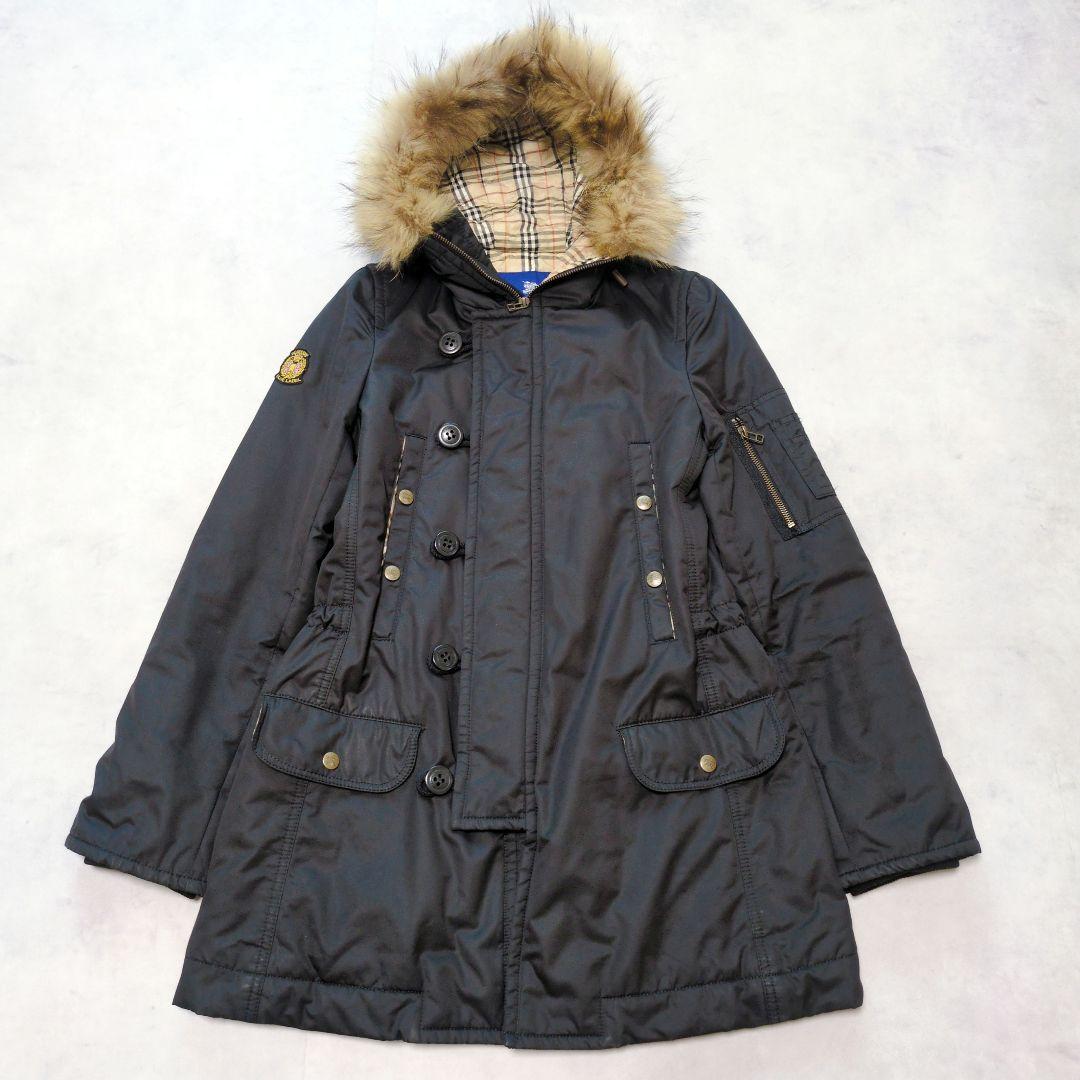 BURBERRY BLUE LABEL✨️ノバチェック裏地 モッズコート 黒