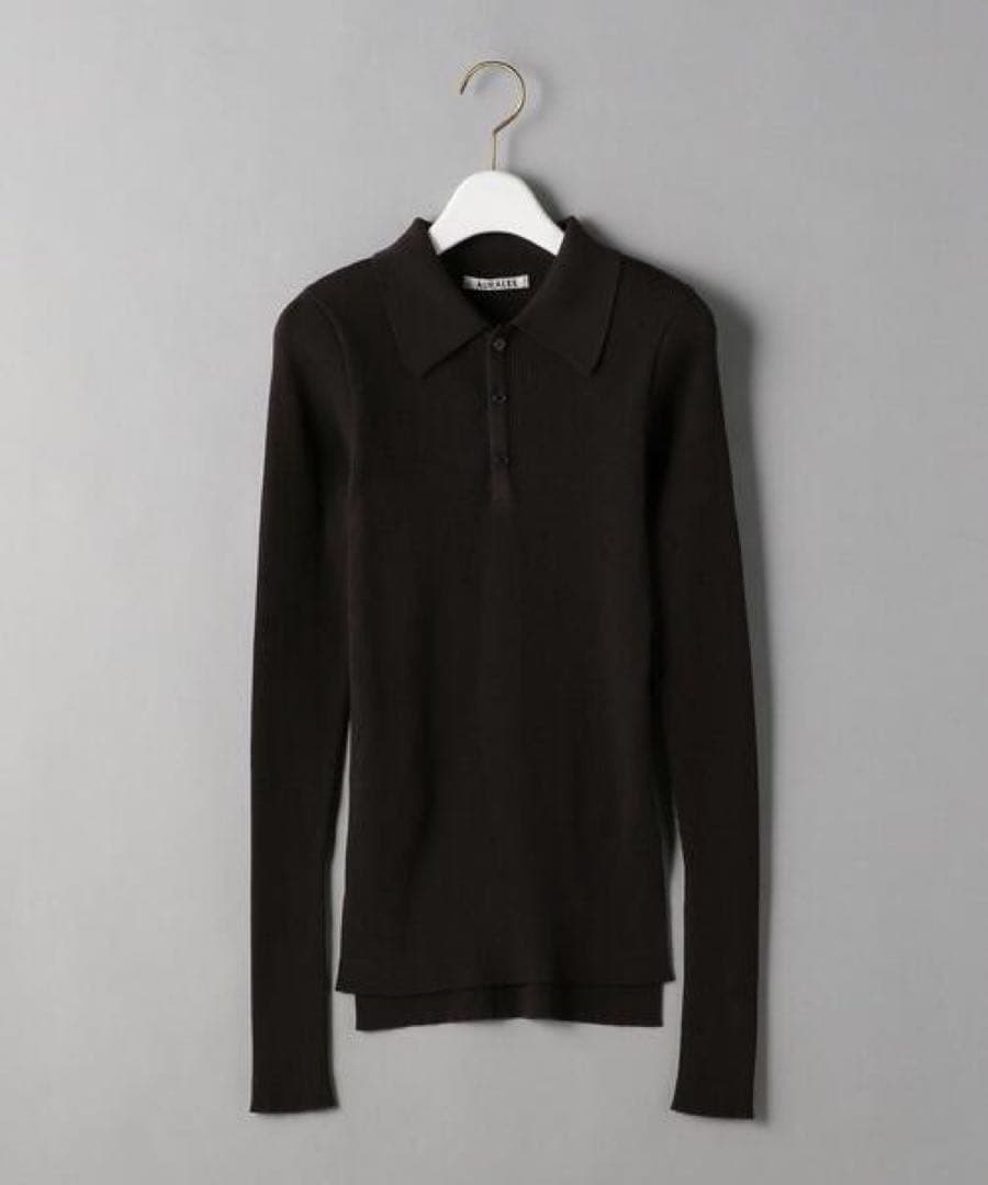 AURALEE オーラリー コットンリブニットポロ プルオーバー